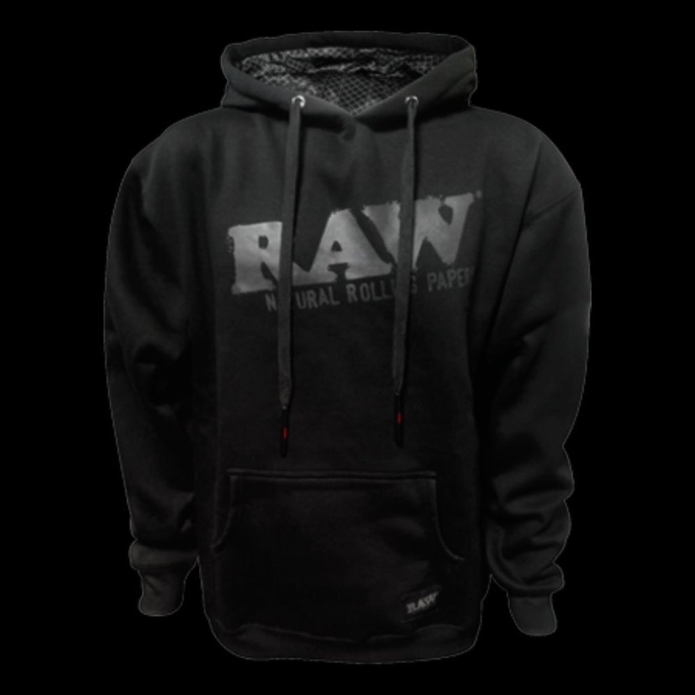 RAW Rolling Papers Authentic Hoodie Pull Over Sweatshirt Black Size Small NEW